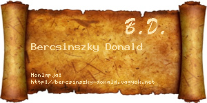 Bercsinszky Donald névjegykártya